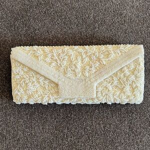 Beaded Clutch With Iridescent Sequins Color Ivory/Off White